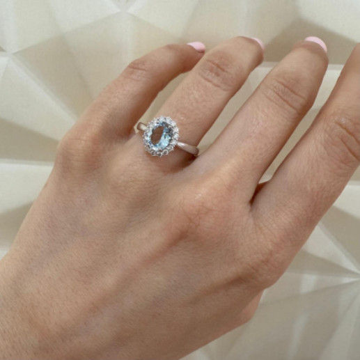 Anillo aguamarina 1,80 y diamantes Dalia - Anillos Otras Piedras Preciosas 2