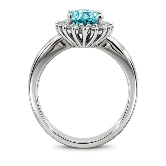 Anillo aguamarina 1,80 y diamantes Dalia - Bagues Autres pierres précieuses