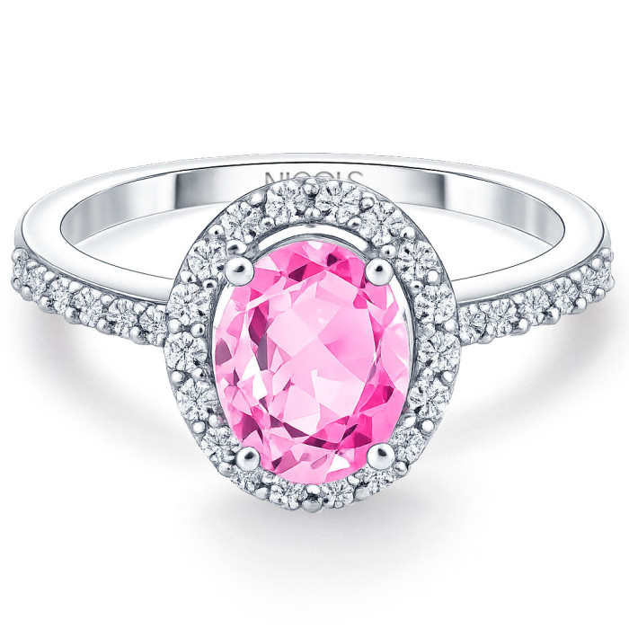 Pink Sapphire and Diamond Ring in White Gold Dahlia Sunset - Sapphire rings