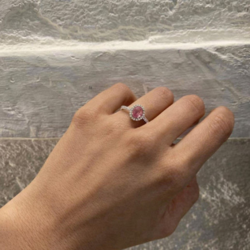 Anillo Zafiro Rosa y Diamantes Oro Blanco Dalia Sunset - Anillos de Zafiro 2