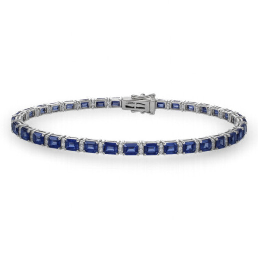 Delphina White Gold Riviere Bracelet with Diamonds and Sapphires - Stones Color Bracelets