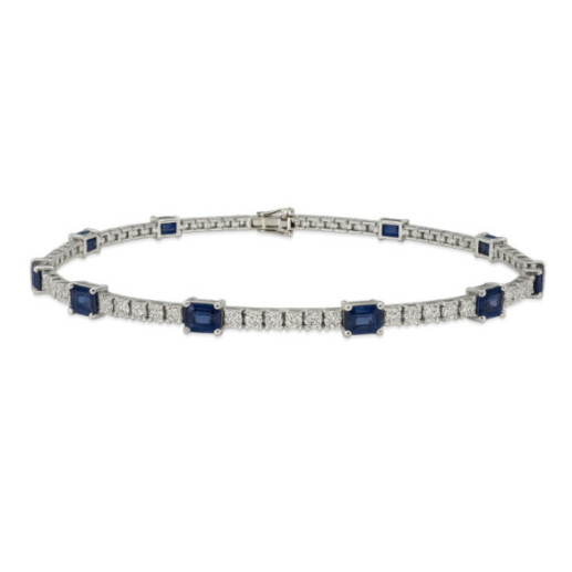 Pulsera Zafiros y Diamantes Riviere Oro Blanco Delphina - Pulseiras de cor de pedras