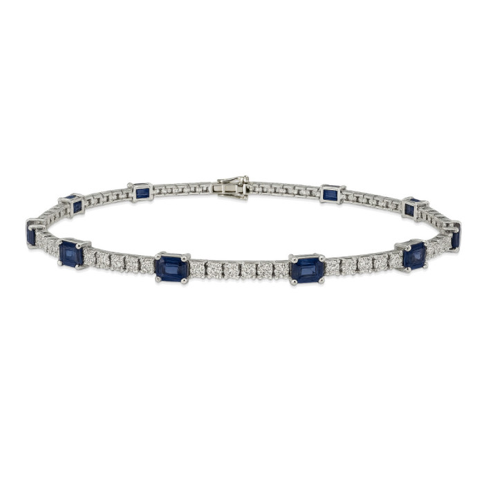 Delphina White Gold Riviere Sapphire and Diamond Bracelet - Stones Color Bracelets