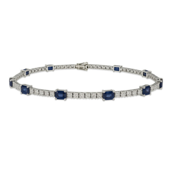 Delphina White Gold Riviere Sapphire and Diamond Bracelet - Stones Color Bracelets