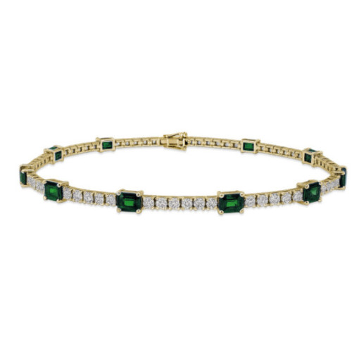 Pulsera Esmeraldas y Diamantes Riviere Oro Amarillo Delphina - Bracelets de couleur de pierres