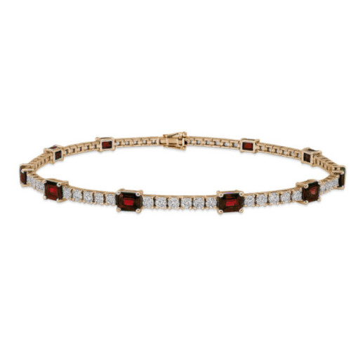 Pulsera Rubíes y Diamantes Riviere Oro Rosa Delphina - Bracelets de couleur de pierres