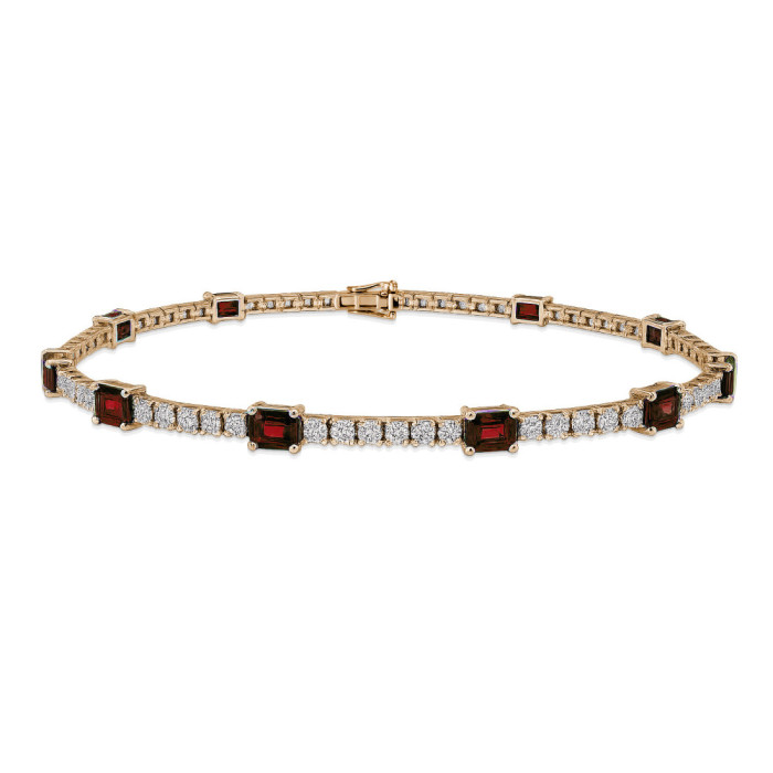 Pulsera Rubíes y Diamantes Riviere Oro Rosa Delphina - Pulseras Piedras Color