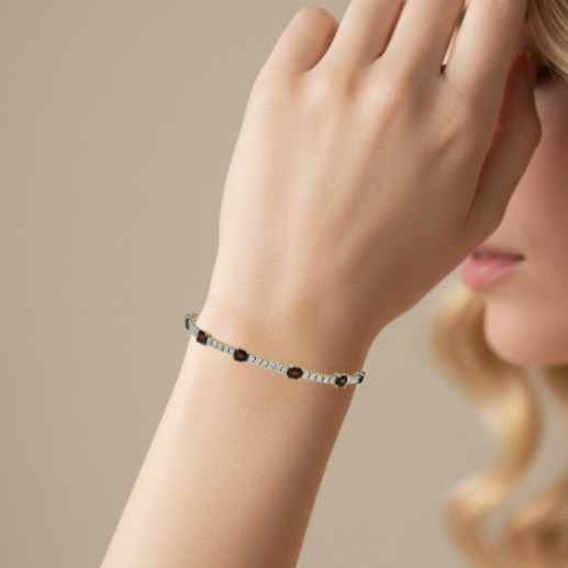 Pulsera Rubíes y Diamantes Riviere Oro Rosa Delphina - Pulseiras de cor de pedras 2