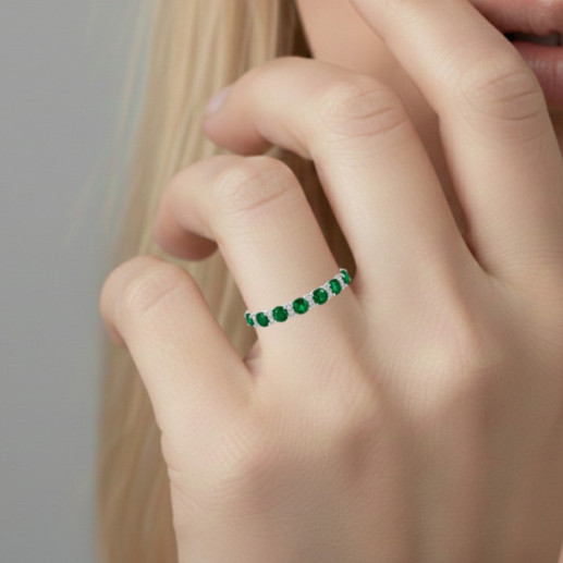 Anillo Diamantes Esmeraldas Oro Blanco Azalea - Anéis esmeralda 2