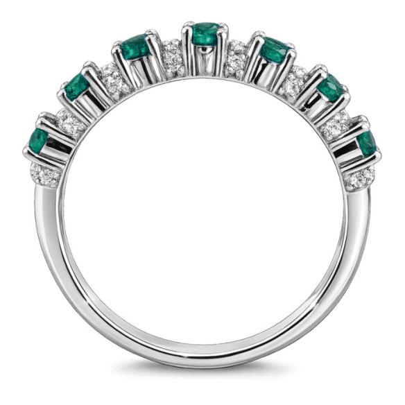 Anillo Diamantes Esmeraldas Oro Blanco Azalea - Anéis esmeralda