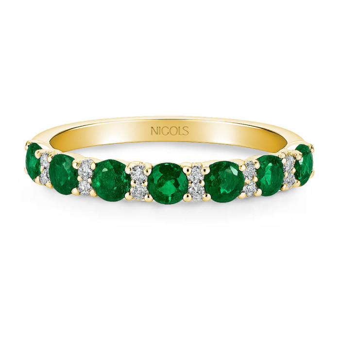 Anillo Diamantes Esmeraldas Oro Amarillo Azalea - Anillos de Esmeralda