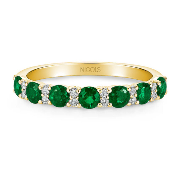 Anillo Diamantes Esmeraldas Oro Amarillo Azalea - Anillos de Esmeralda