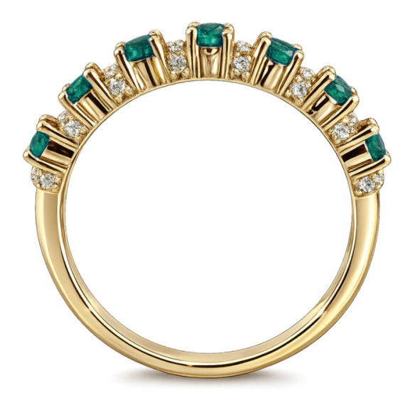 Anillo Diamantes Esmeraldas Oro Amarillo Azalea - Anillos de Esmeralda