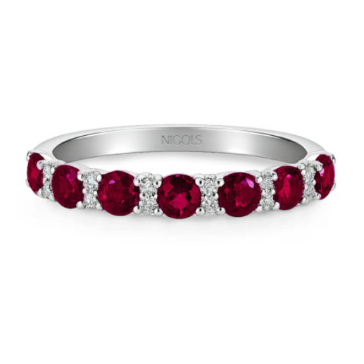 Azalea Diamond, Ruby, and White Gold Ring - Ruby Rings