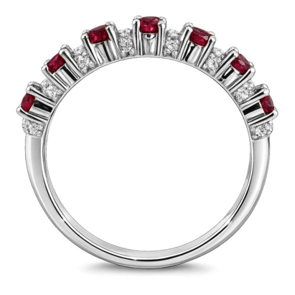 Anillo Diamantes Rubíes Oro Blanco Azalea - Bagues rubis