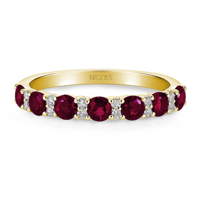 Anillo Diamantes Rubíes Oro Amarillo Azalea - Rubinringe