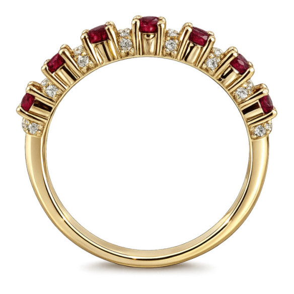 Anillo Diamantes Rubíes Oro Amarillo Azalea - Anelli di rubino