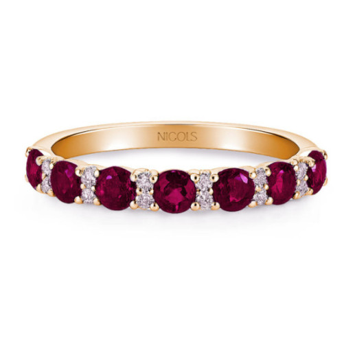 Anillo Diamantes Rubíes Oro Rosa Azalea - Anelli di rubino