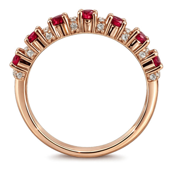 Anillo Diamantes Rubíes Oro Rosa Azalea - Bagues rubis