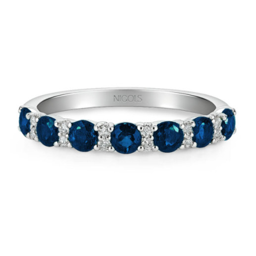 Azalea Diamond, Sapphire, and White Gold Ring - Sapphire rings