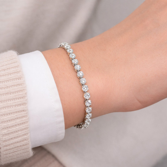 Pulsera Diamantes 4.52 ct. Oro Blanco Riviere - Riviere de diamantes brilhantes