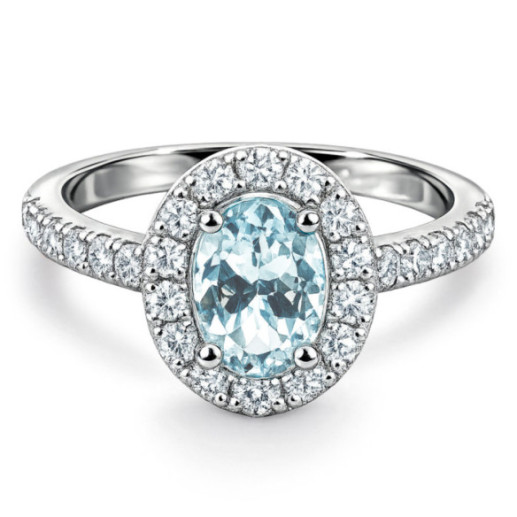 Anillo aguamarina 1,70 y diamantes Dalia - Anelli altre pietre preziose