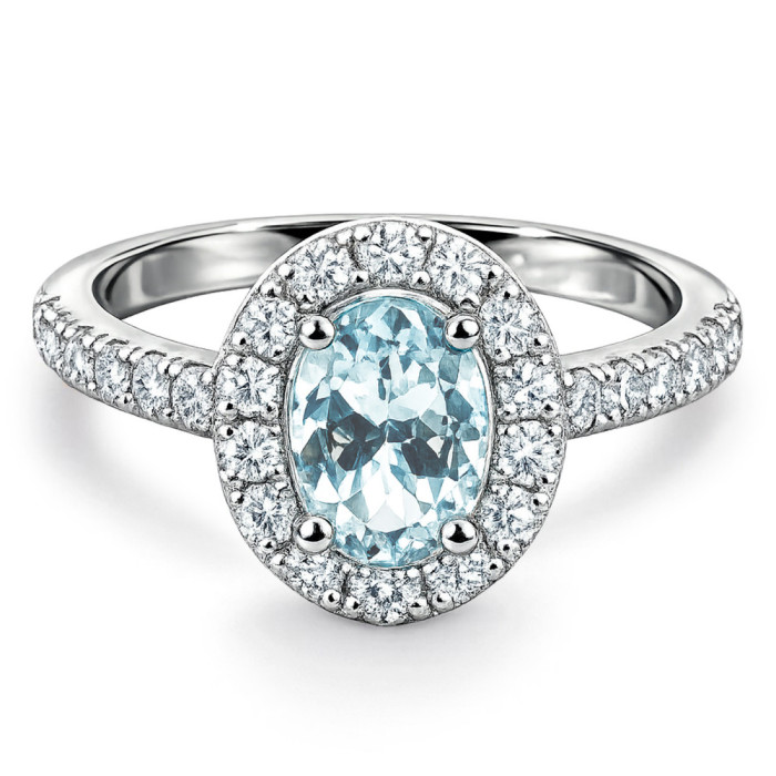 Anillo aguamarina 1,70 y diamantes Dalia - Anelli altre pietre preziose