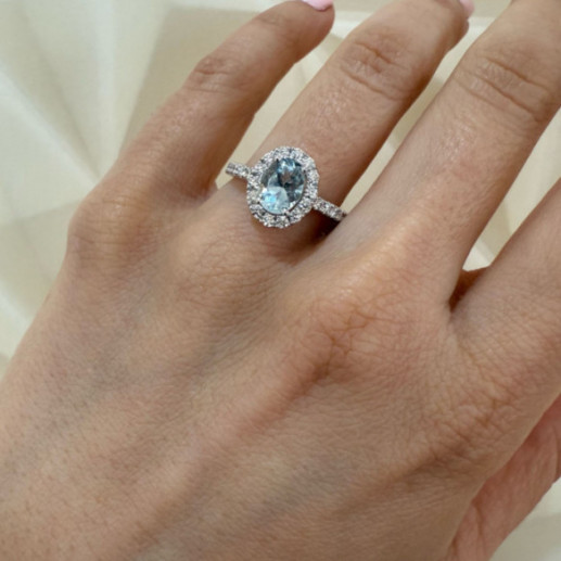 Anillo aguamarina 1,70 y diamantes Dalia - Anéis Outras pedras preciosas 2