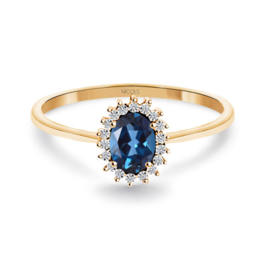 Candy Blue London Topaz and Diamond Ring in Rose Gold - Rings other precious stones