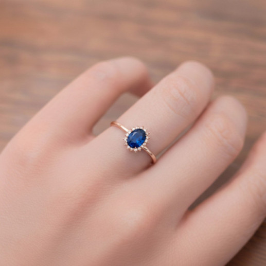 Anillo Topacio London Azul y Diamantes Oro Rosa Candy - Bagues Autres pierres précieuses 2