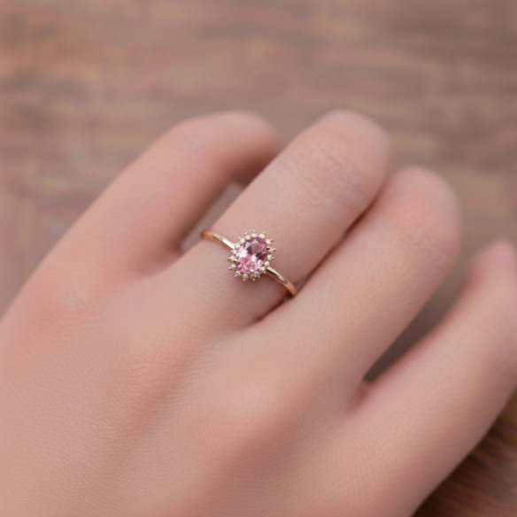 Anillo Turmalina Rosa y Diamantes Oro Rosa Candy - Ringe andere Edelsteine