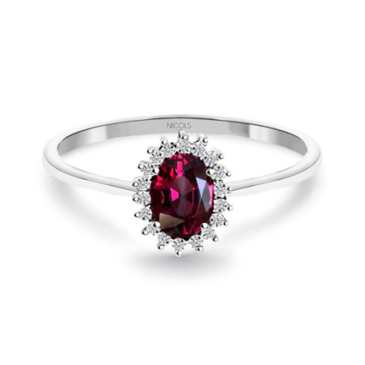 Anillo Rodolita y Diamantes Oro Blanco Candy - Anillos Otras Piedras Preciosas