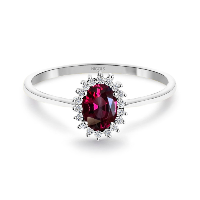 Candy White Gold Rhodolite and Diamond Ring - Rings other precious stones