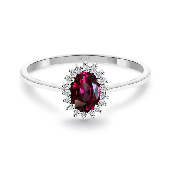 Anillo Rodolita y Diamantes Oro Blanco Candy - Anillos Otras Piedras Preciosas