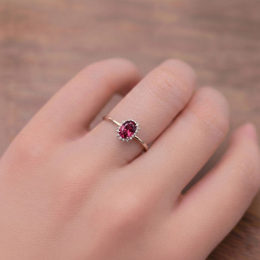 Anillo Rodolita y Diamantes Oro Blanco Candy - Anillos Otras Piedras Preciosas 2