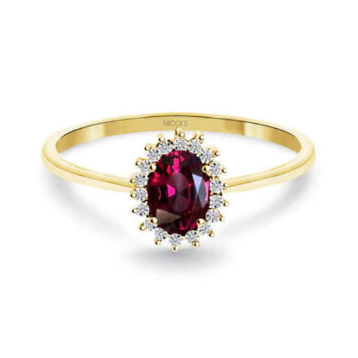 Anillo Rodolita y Diamantes Oro Amarillo Candy - Anelli altre pietre preziose