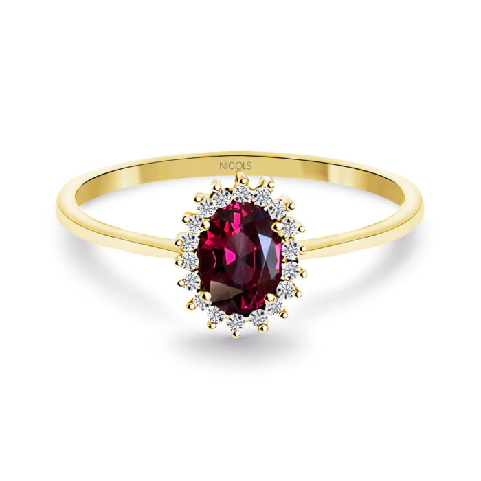 Anillo Rodolita y Diamantes Oro Amarillo Candy - Anelli altre pietre preziose