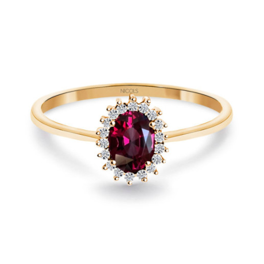 Anillo Rodolita y Diamantes Oro Rosa Candy - Bagues Autres pierres précieuses