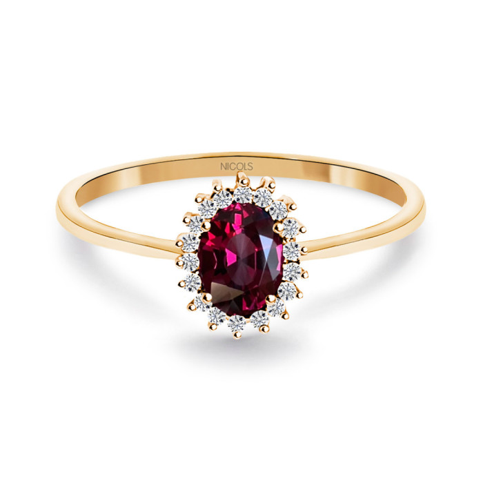 Anillo Rodolita y Diamantes Oro Rosa Candy - Anelli altre pietre preziose