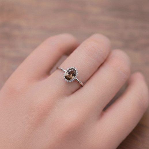 Anillo Cuarzo Fumé y Diamantes Oro Blanco Candy - Ringe andere Edelsteine 2