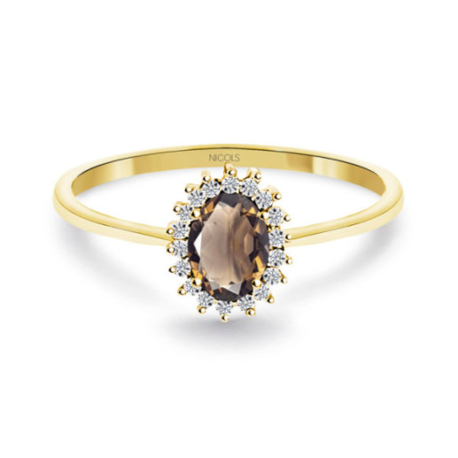 Anillo Cuarzo Fumé y Diamantes Oro Amarillo Candy - Anéis Outras pedras preciosas