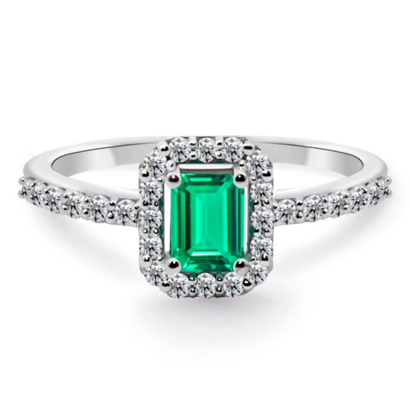 Anillo Esmeralda Sunset Rectangle 0.40Ct Oro Blanco - RINGE