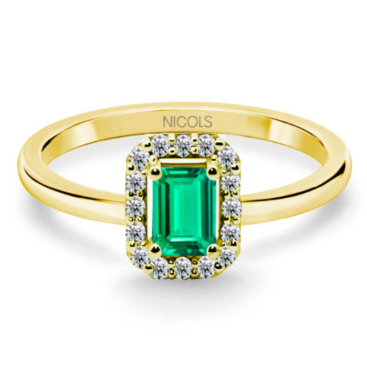 Anillo Esmeralda Sunset Rectangle 0.40Ct Oro Amarillo - Bagues de fiançailles d'anniversaire