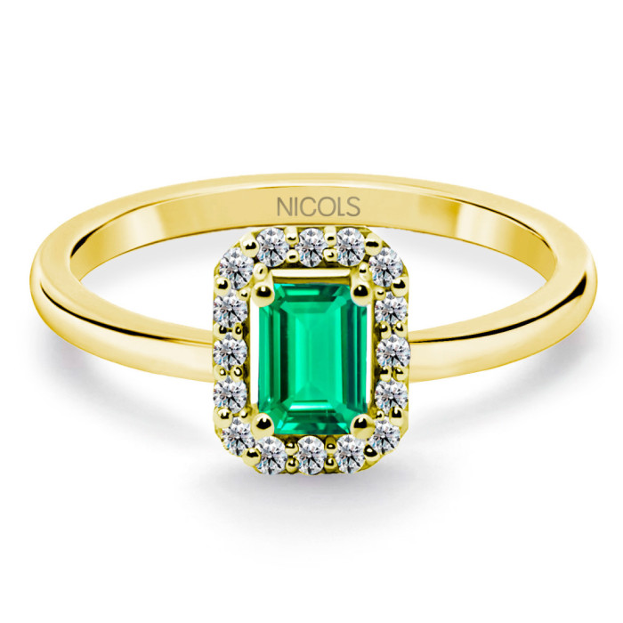 Anillo Esmeralda Sunset Rectangle 0.40Ct Oro Amarillo - Anillos Compromiso Aniversario