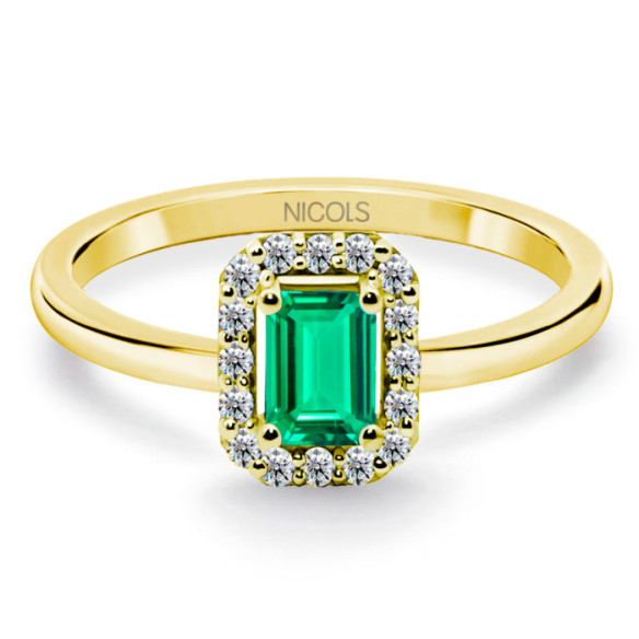 Anillo Esmeralda Sunset Rectangle 0.40Ct Oro Amarillo - Anillos Compromiso Aniversario