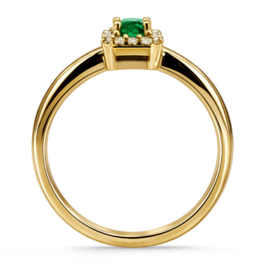 Sunset Rectangle Emerald Ring 0.40Ct Yellow Gold - Anniversary Rings 2