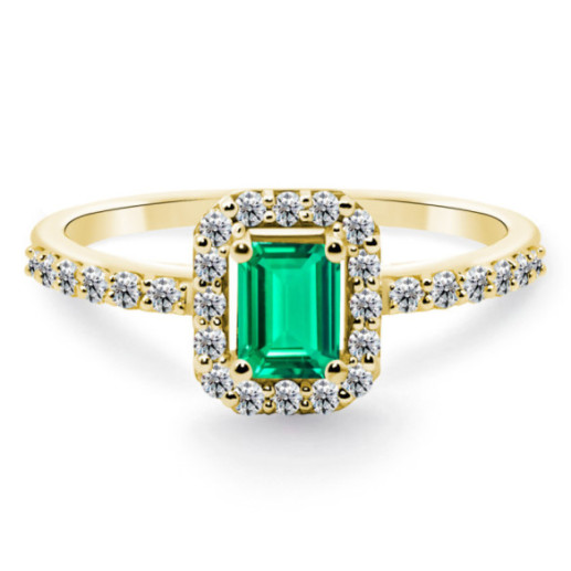 Anillo Esmeralda Sunset Rectangle 0.40Ct Oro Amarillo - Compromisso de aniversário de anéis