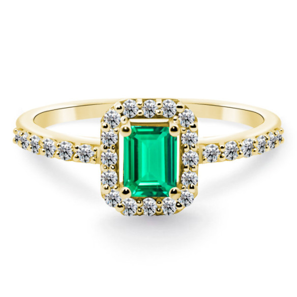 Anillo Esmeralda Sunset Rectangle 0.40Ct Oro Amarillo - Anillos Compromiso Aniversario