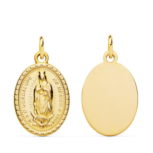 Medalla 20Mm Virgen De Guadalupe Mexicana 18K Oval - Medalhas Virgens