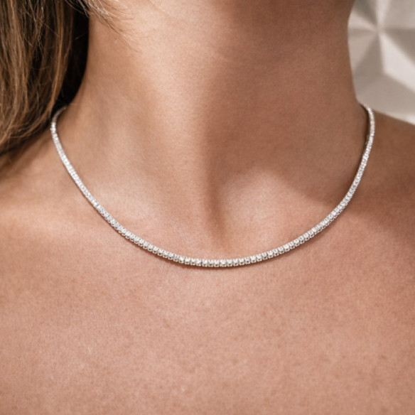 Diamond Necklace 5.00 ct White Gold Riviere 43 cm - Collars Riviere Diamonds